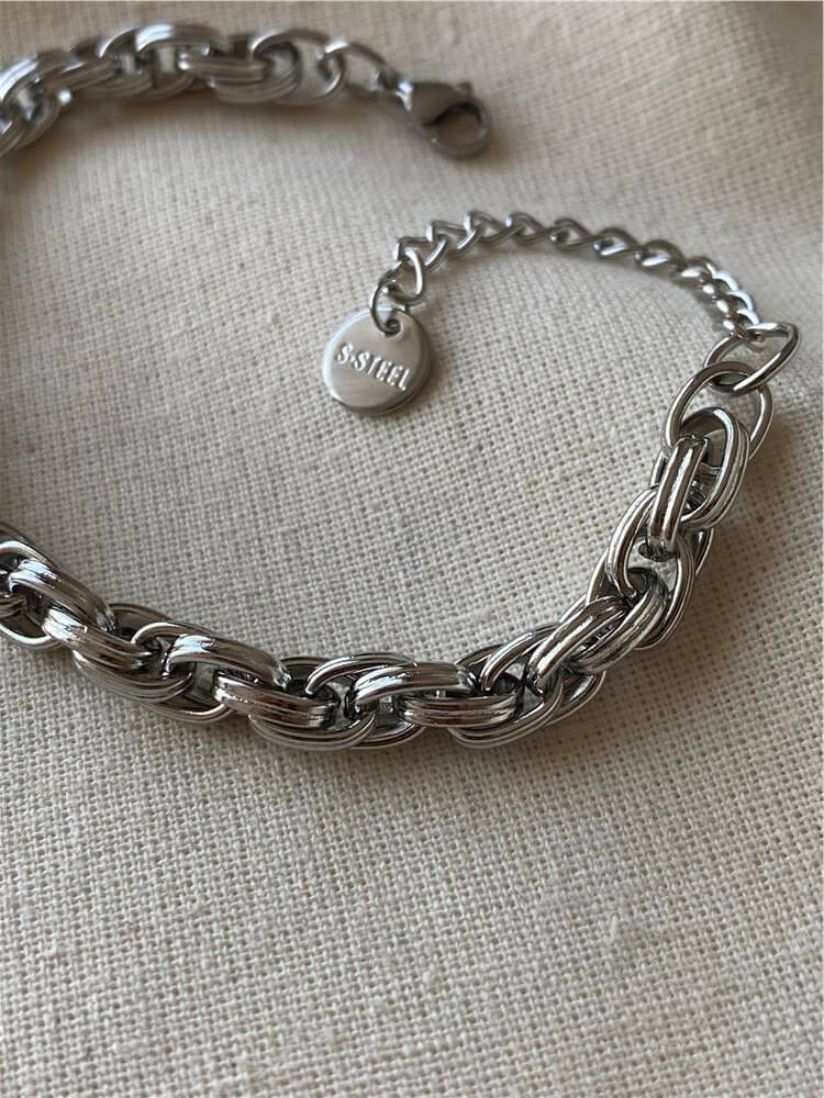 Çelik Silver Çizgili Grande Bileklik