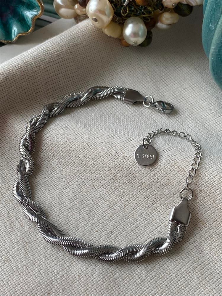 Çelik Silver Döngü Zincir Bileklik