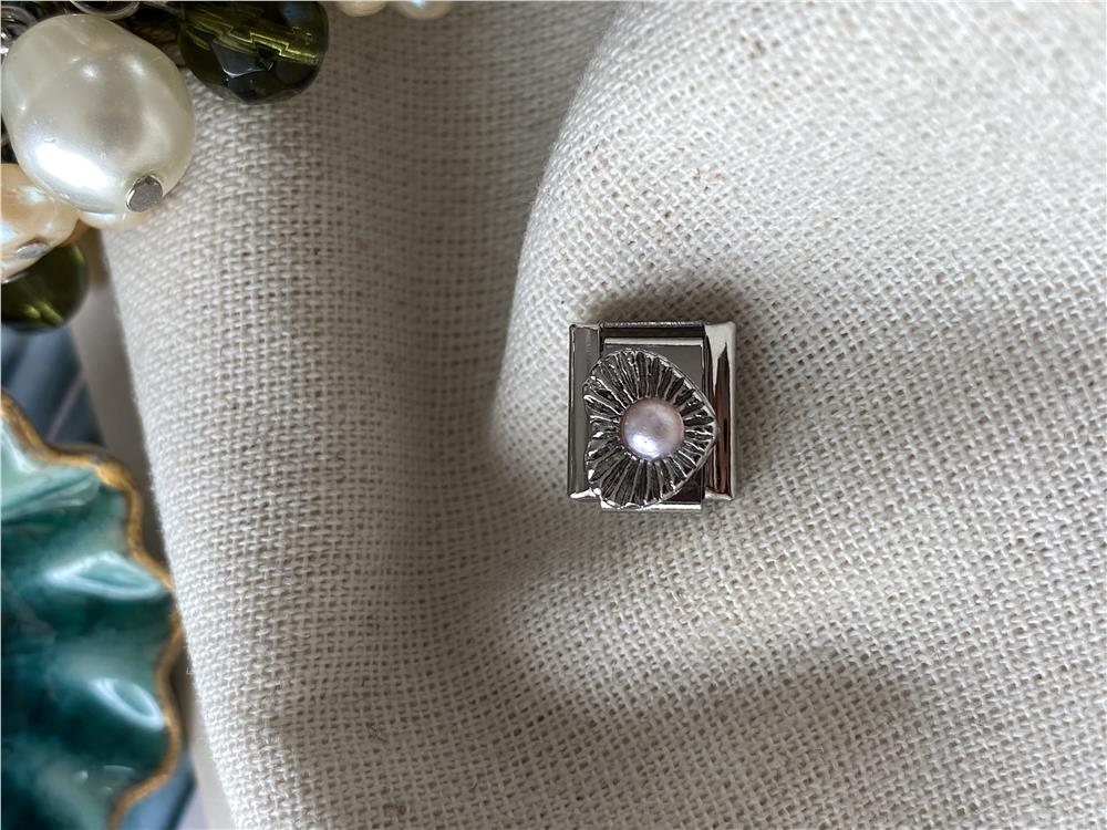 Çelik Silver İncili Kalp İtalyan Charm 