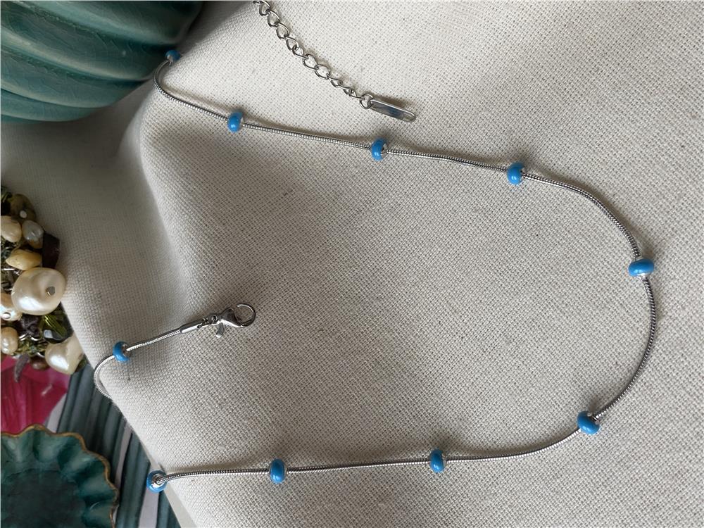 Çelik Silver Mineli Blue Kolye