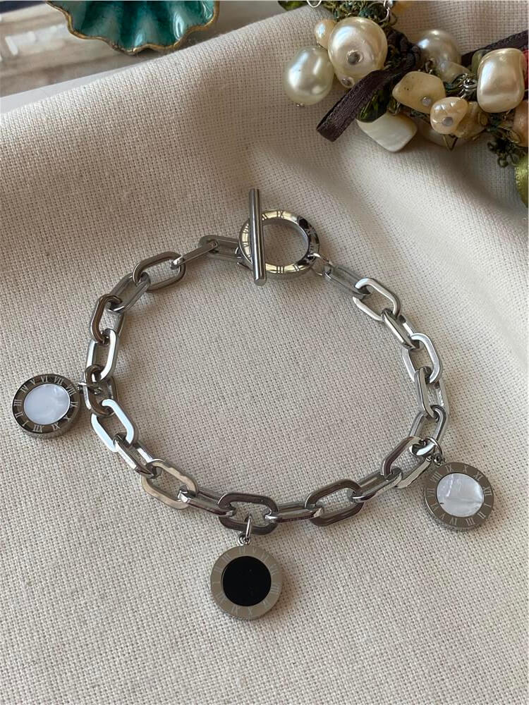 Çelik Silver Romen Charmlı Bileklik