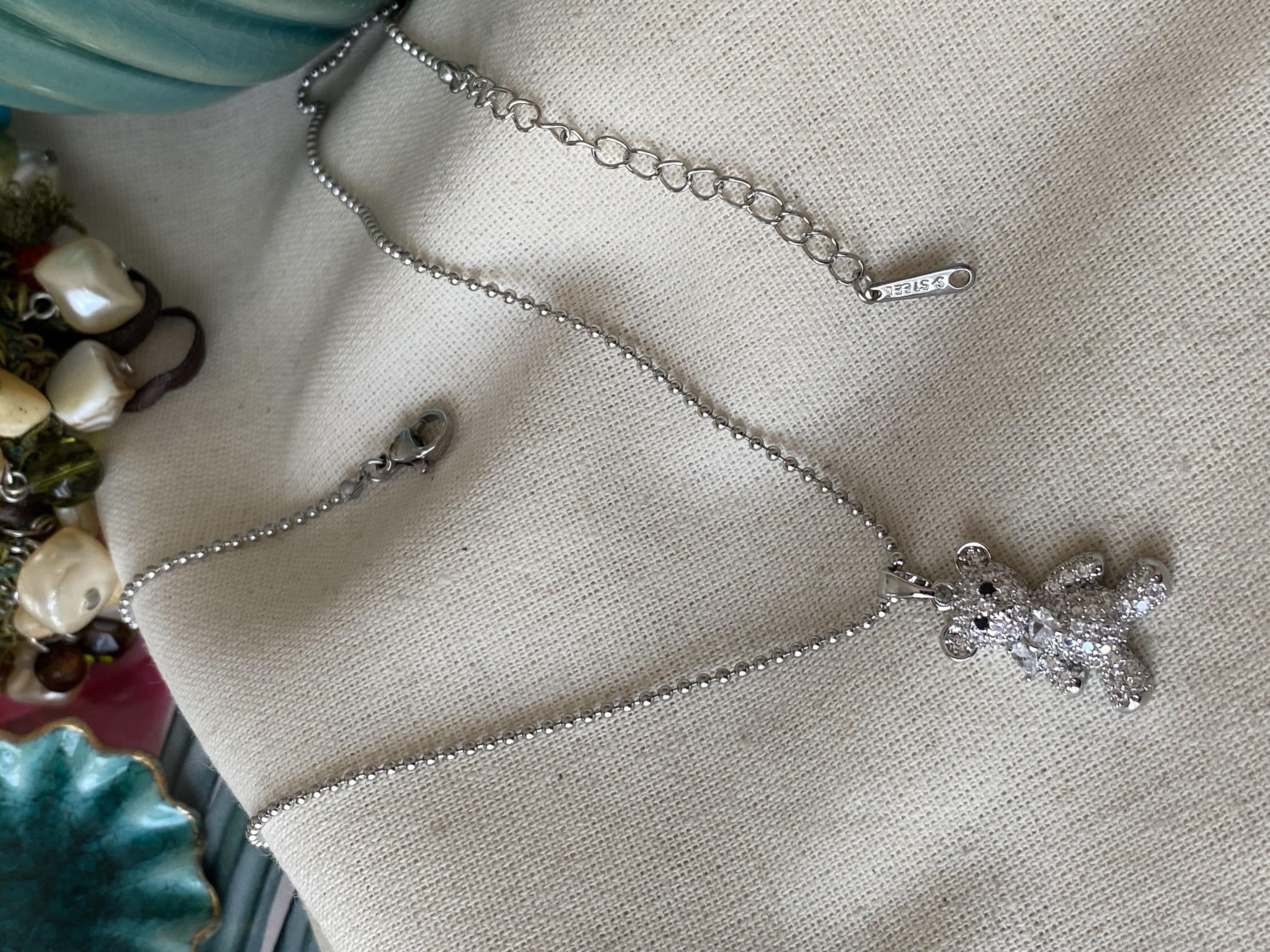 Çelik Silver Teddy Bear Kolye