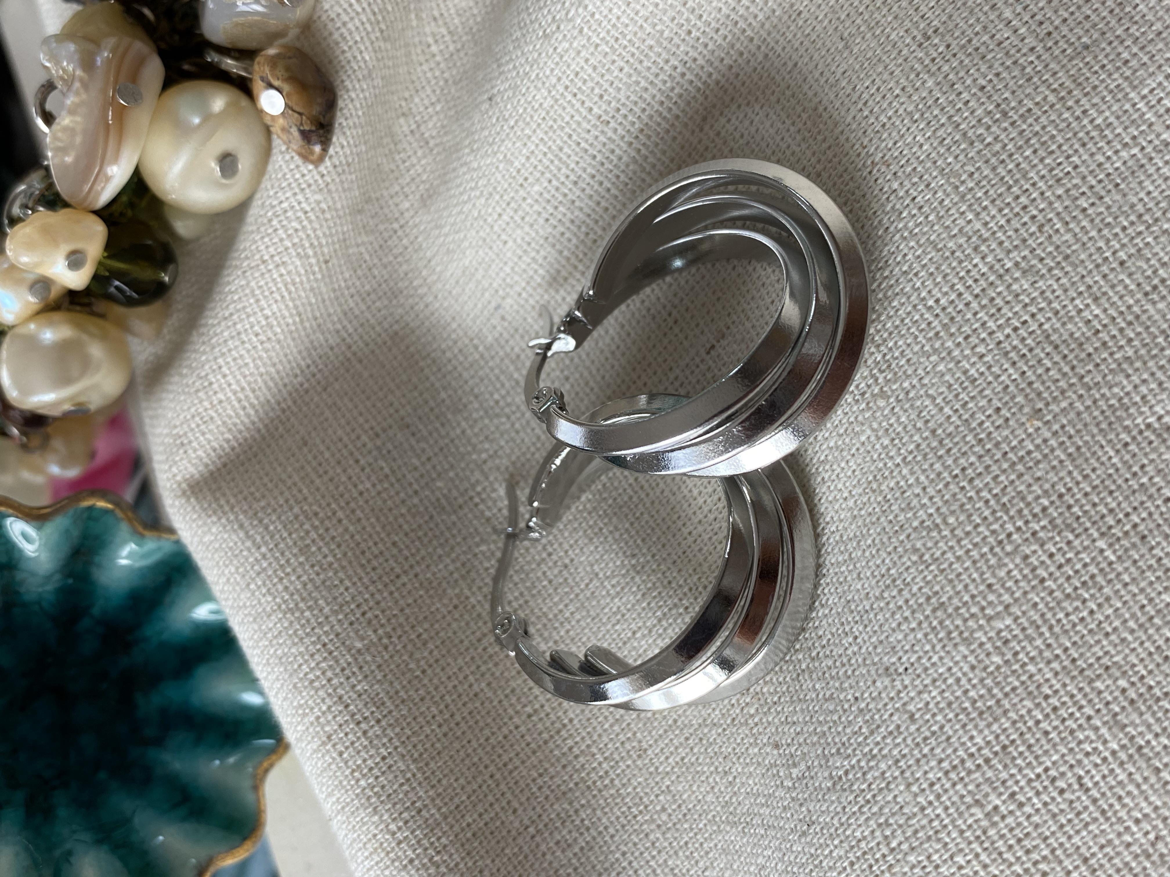 Çelik Silver Trinity Küpe