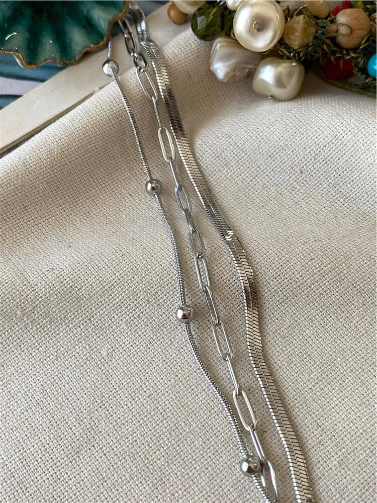 Çelik Silver Üç Model Zincir Bileklik