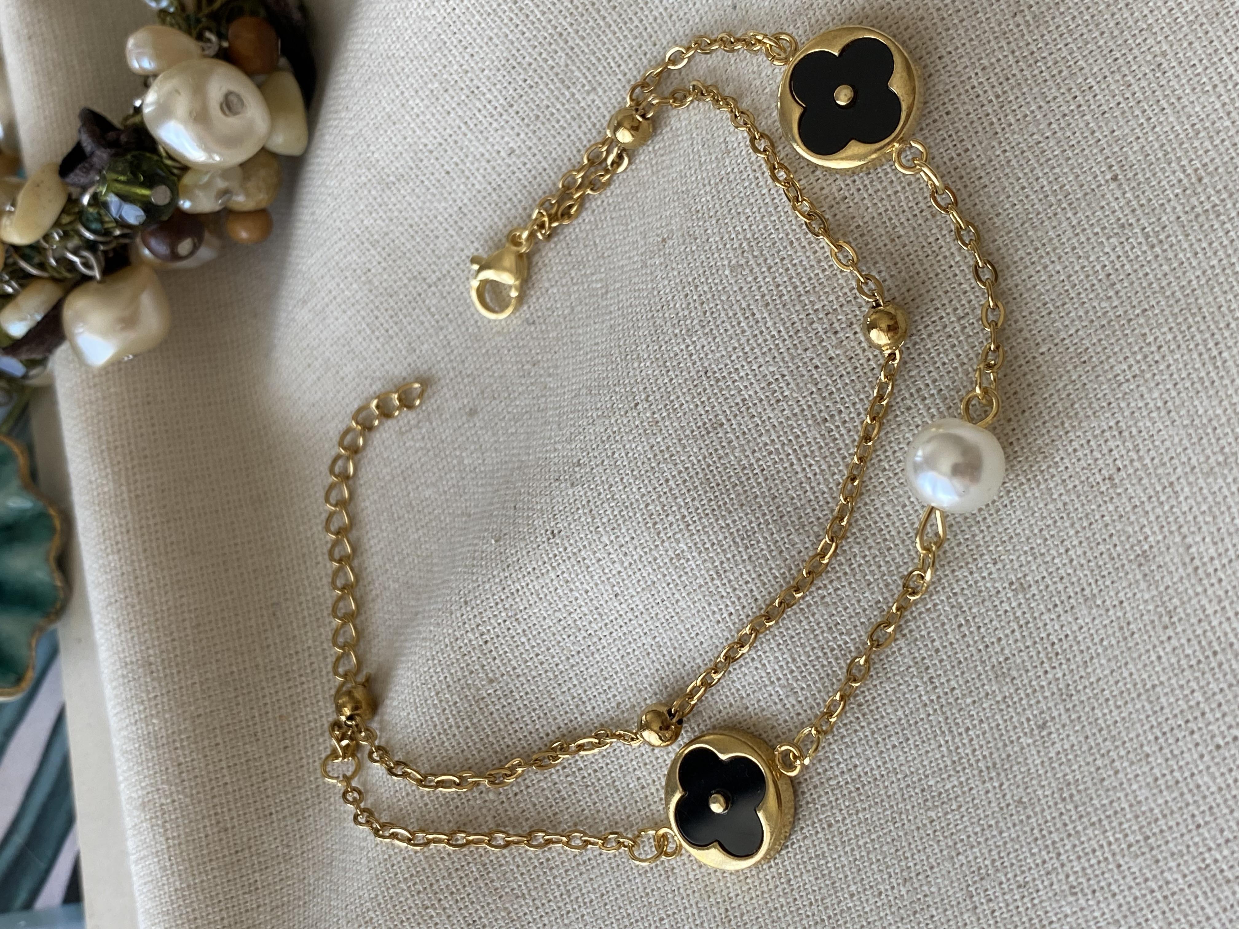 Çelik Siyah Luv İncili Halhal 