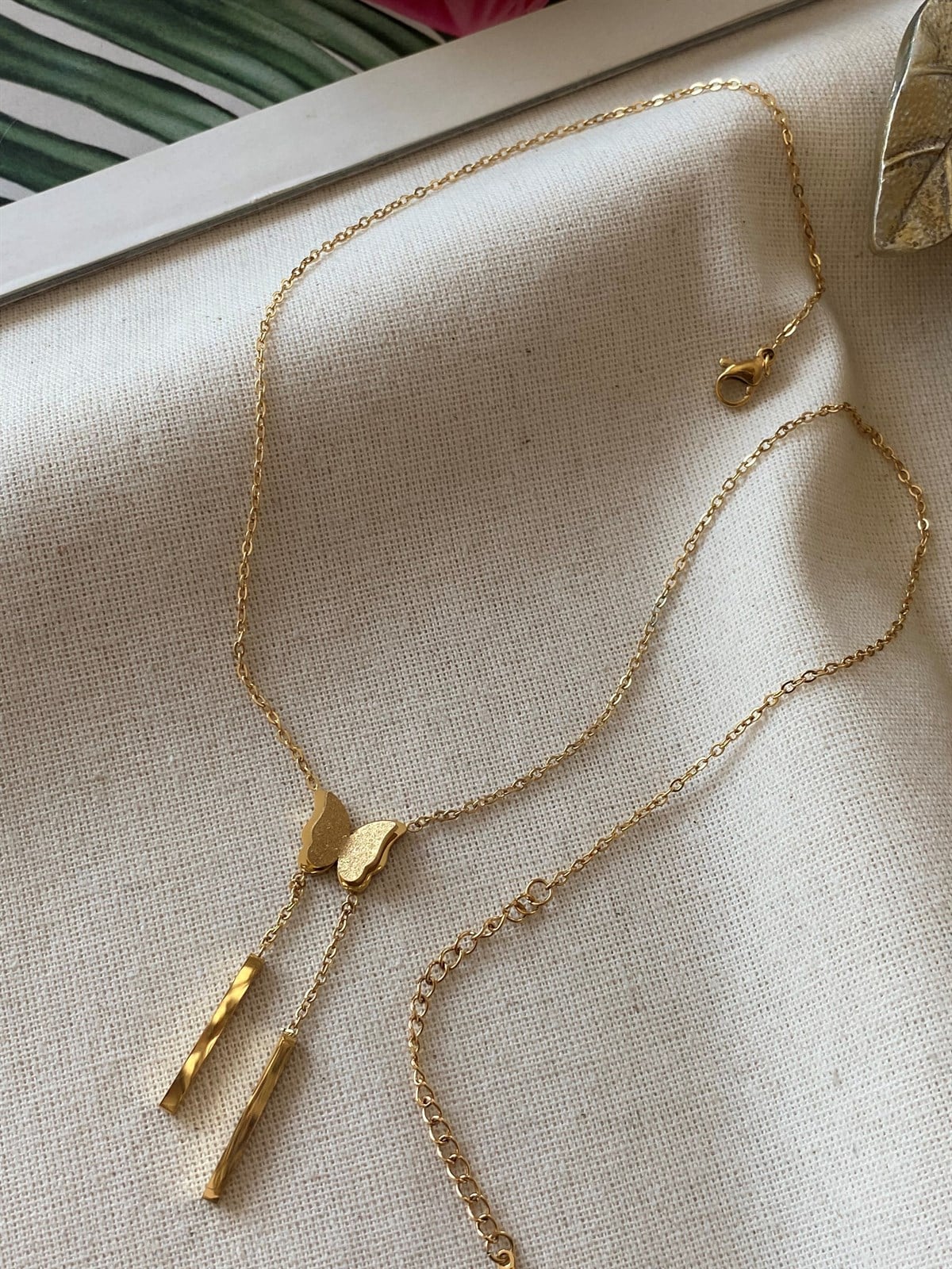 Çelik Stick Kelebek Kolye