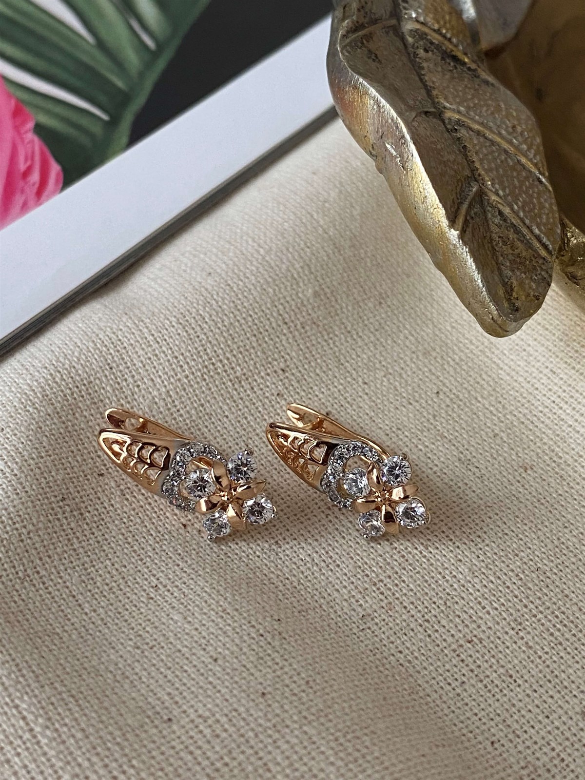 Steel Design Flower Earrings