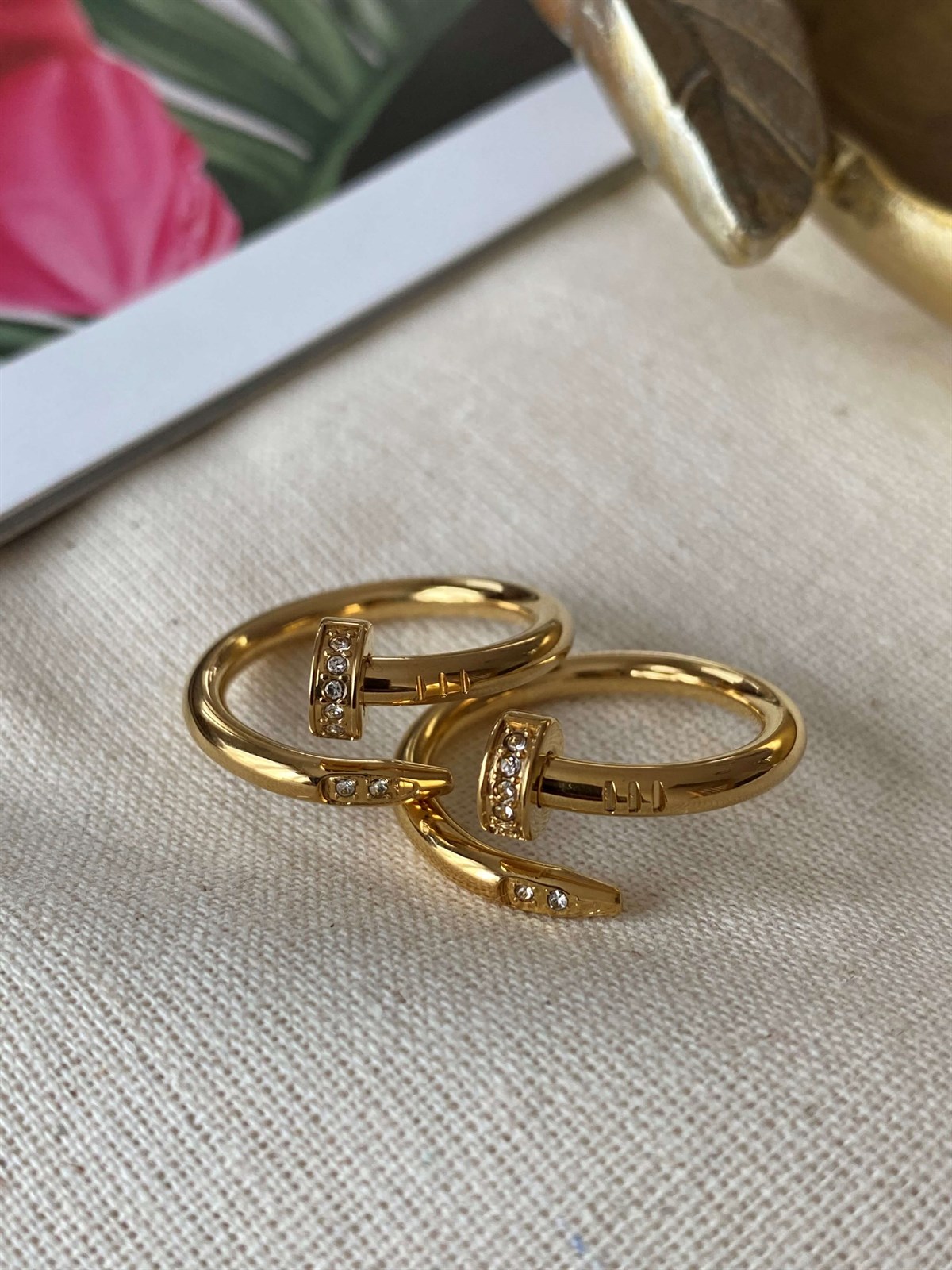 Çelik Taşlı Çivi Yüzük