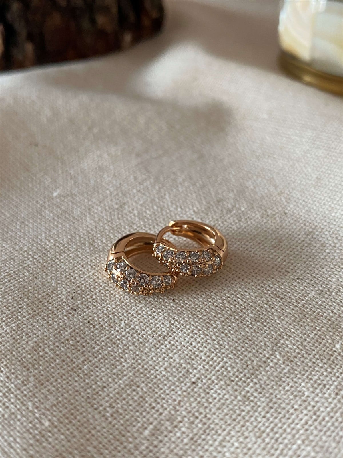 Steel Stone Mini Hoop Earrings