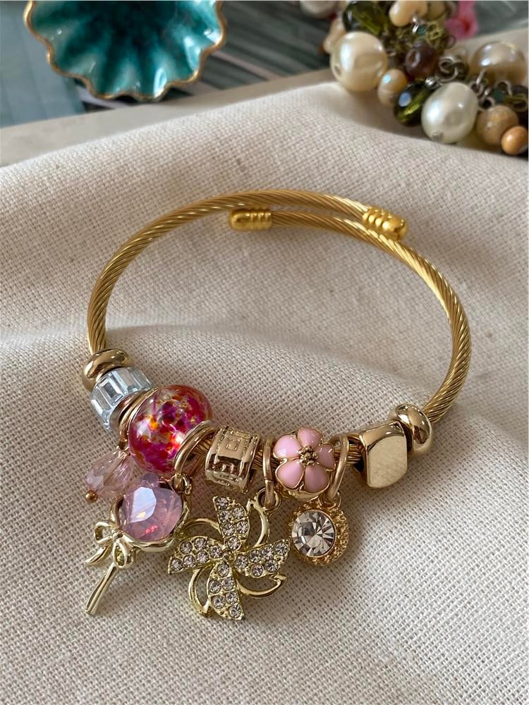 Çelik Taşlı Rüzgargülü Charm Bileklik