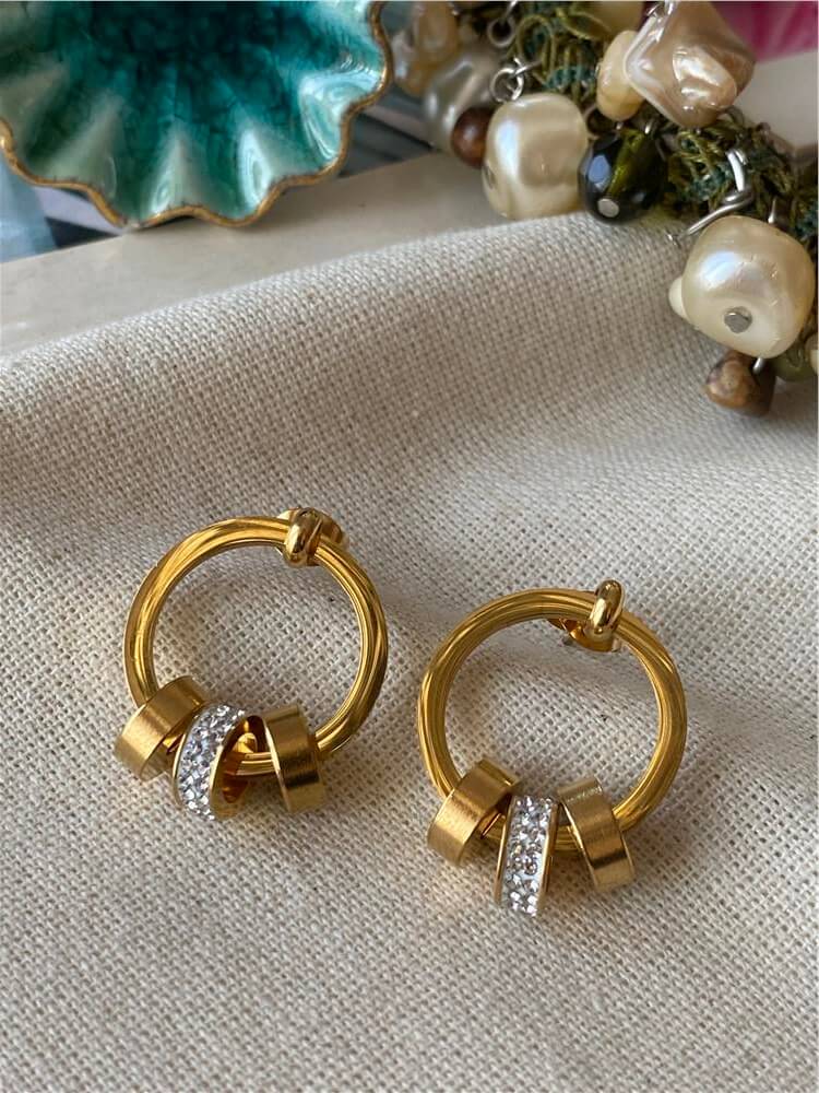 Çelik Taşlı Silindir Halka Küpe