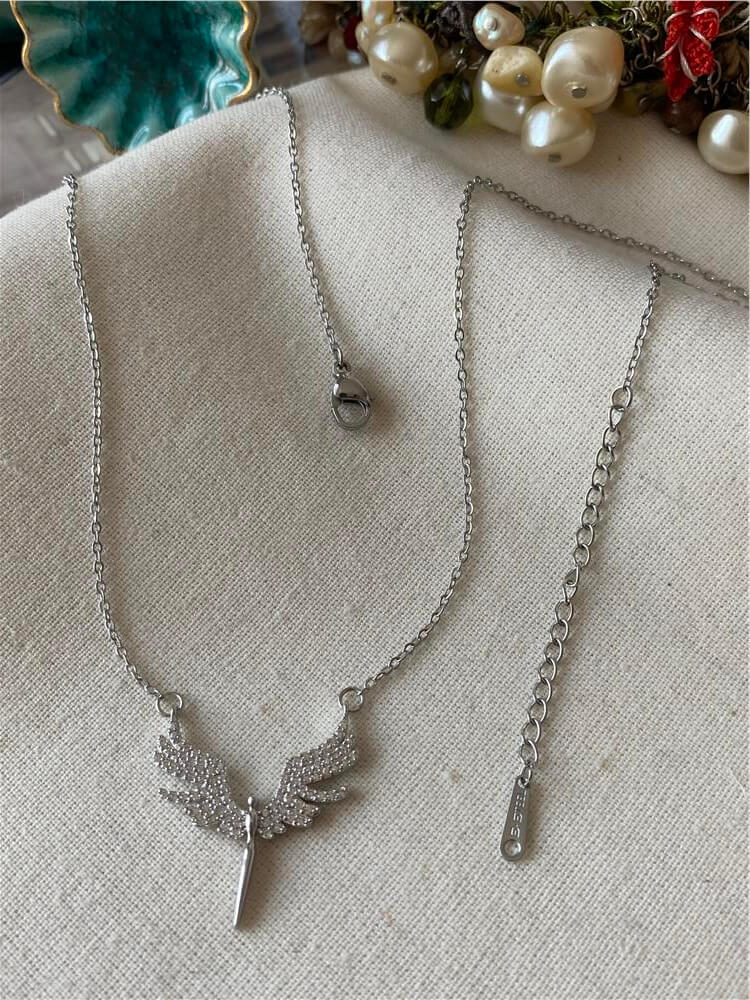Çelik Taşlı Silver Anka Kolye