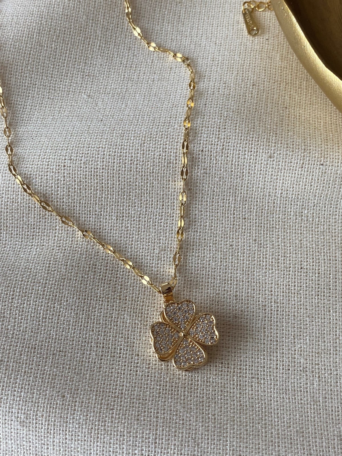 Steel Stone Clover Necklace