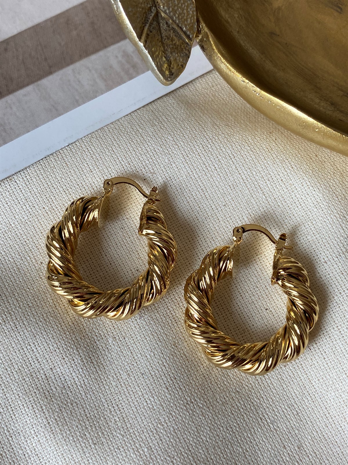 Steel Serrated Twist Earrings
