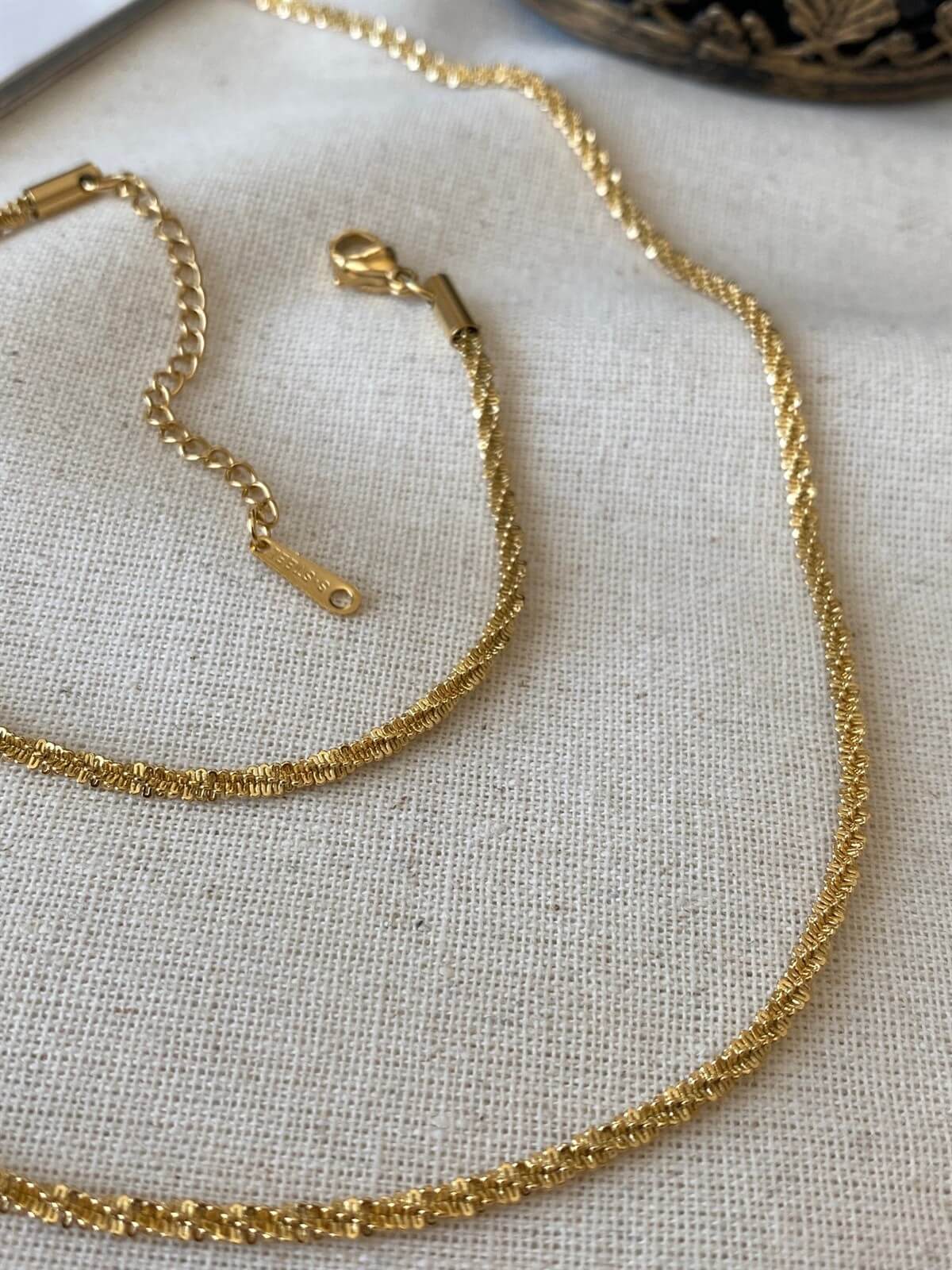 Steel Serrated Chain Necklace and Bracelet Set