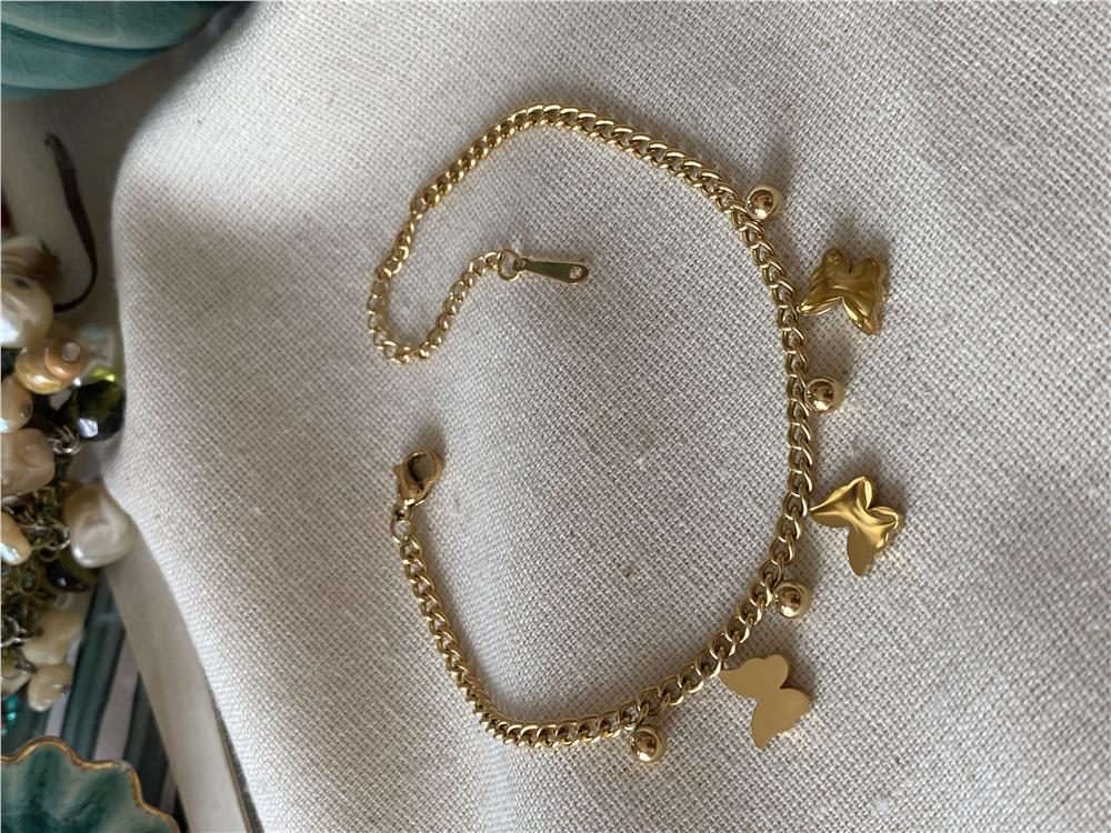 Çelik Topçuklu Kelebek Zincir Bileklik