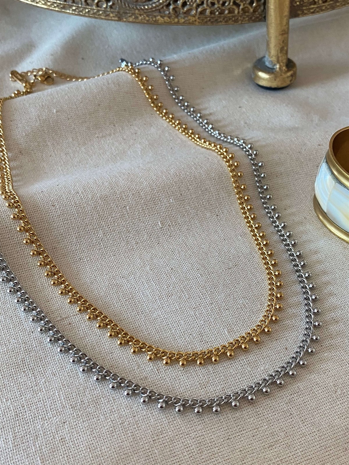 Steel Top Knitted Necklace