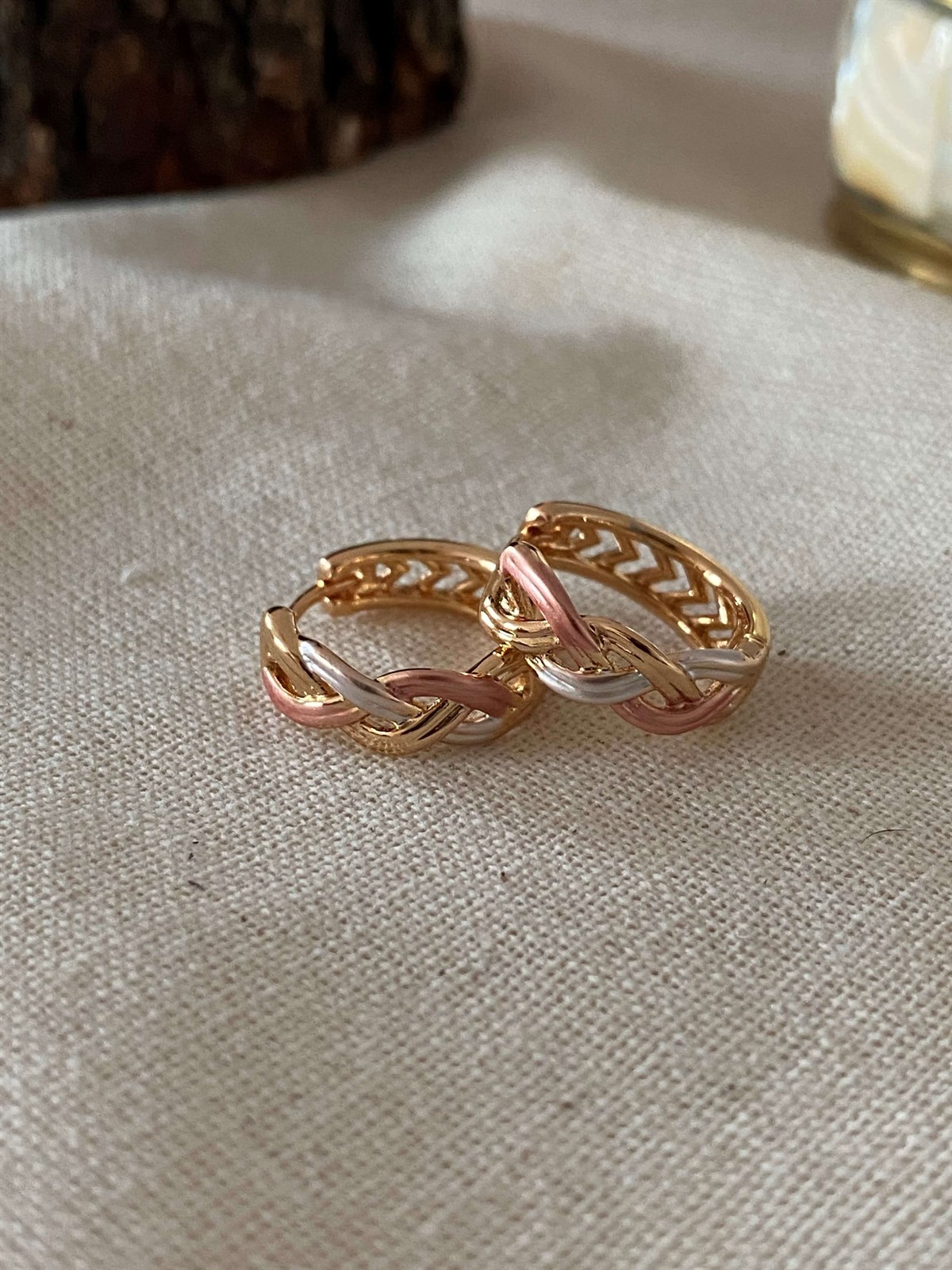 Steel Tricolor Braid Earrings