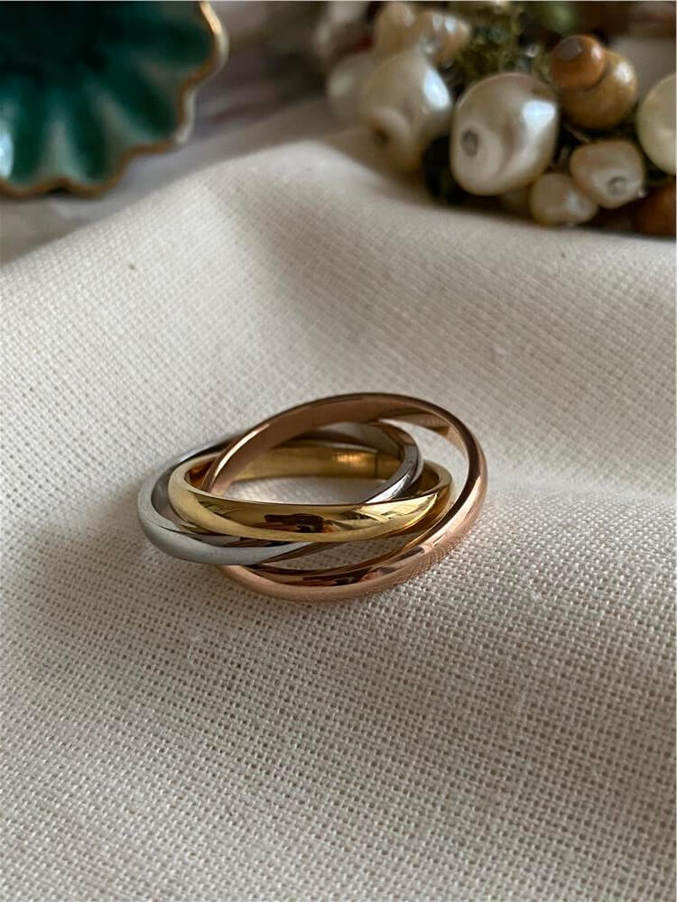 Çelik Tricolor Trinity Yüzük