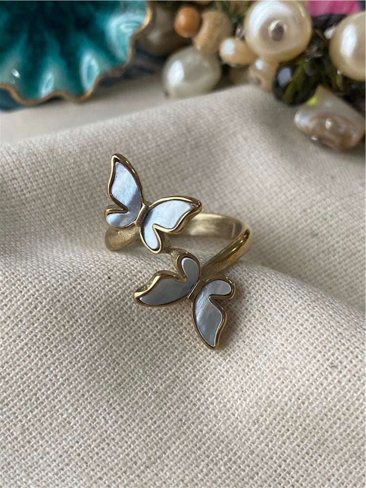 Çelik Twin Butterflies Yüzük