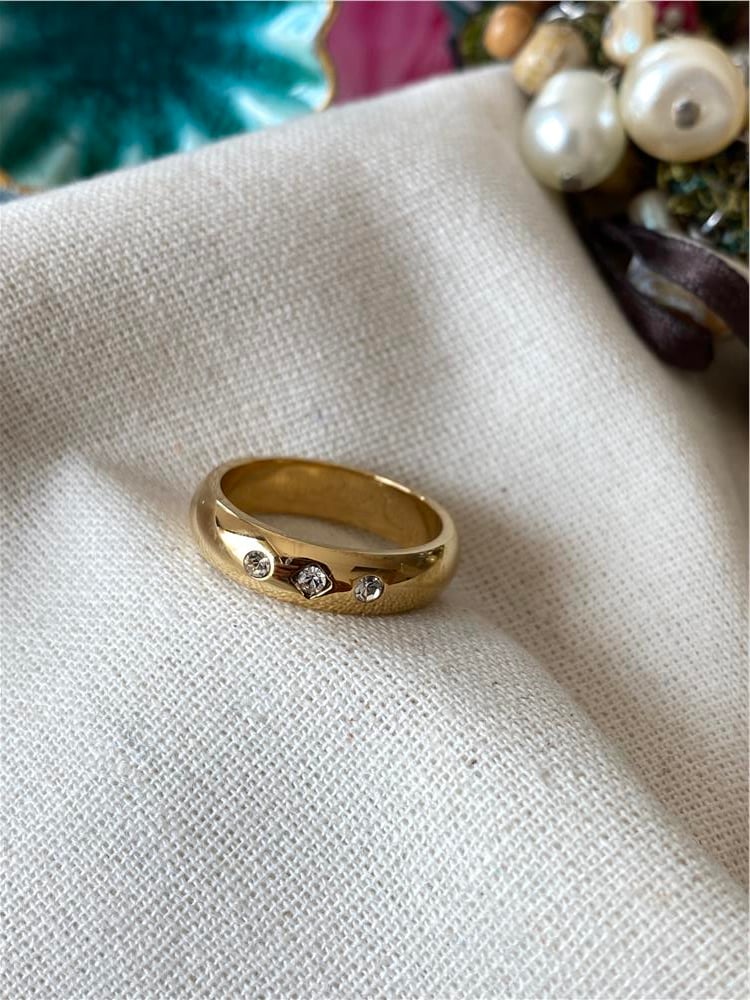 Çelik Üç Taş Yüzük