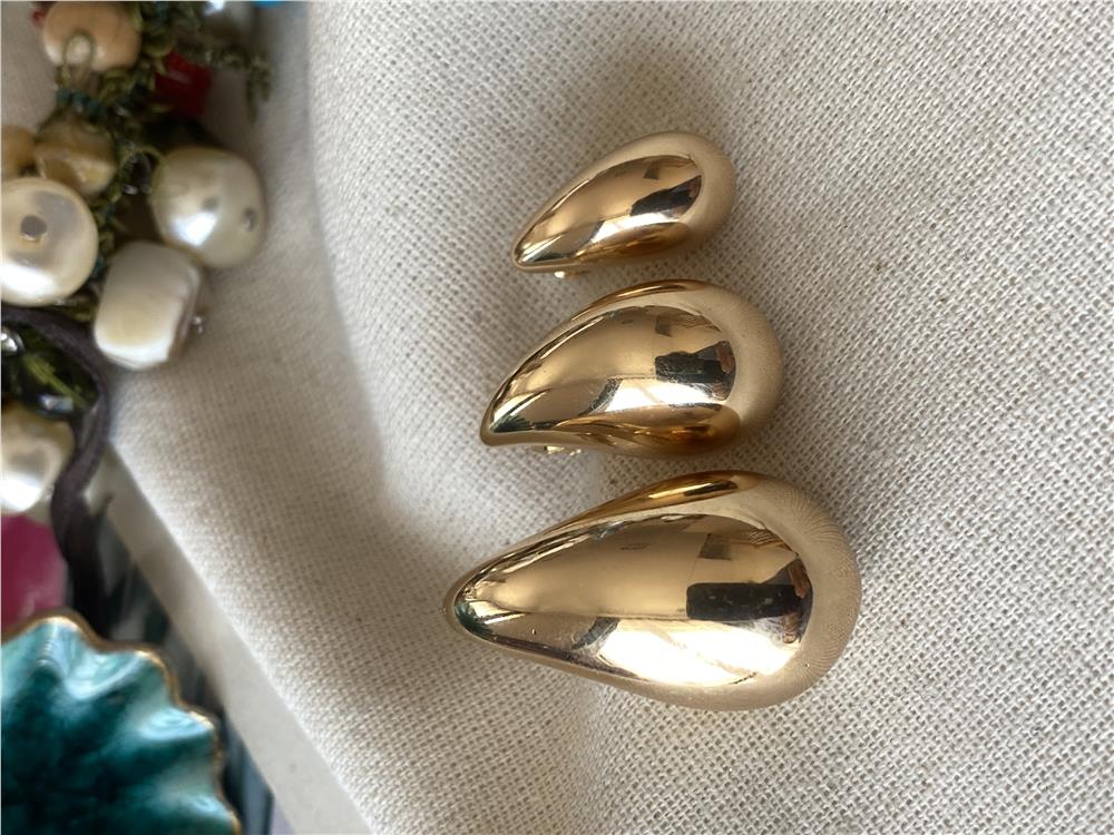 Çelik Üçlü Gold Bubble Küpe Seti