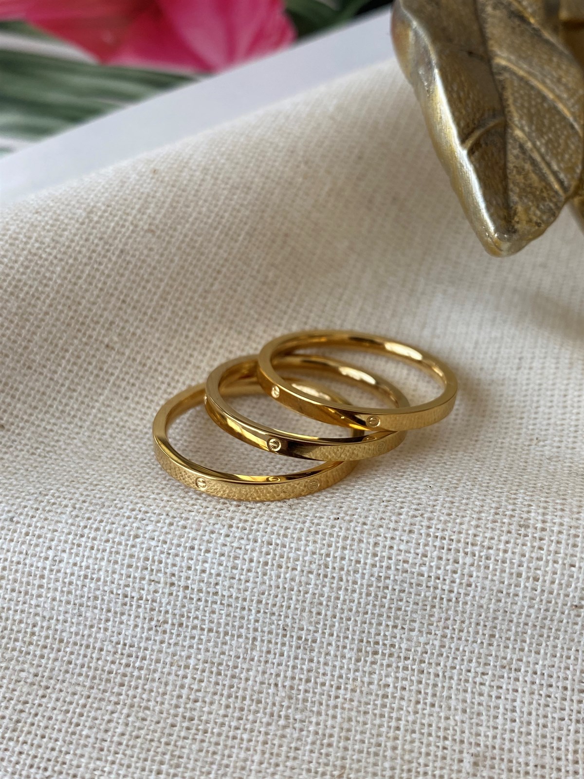 Çelik Üçlü İnce Crtr Yüzük