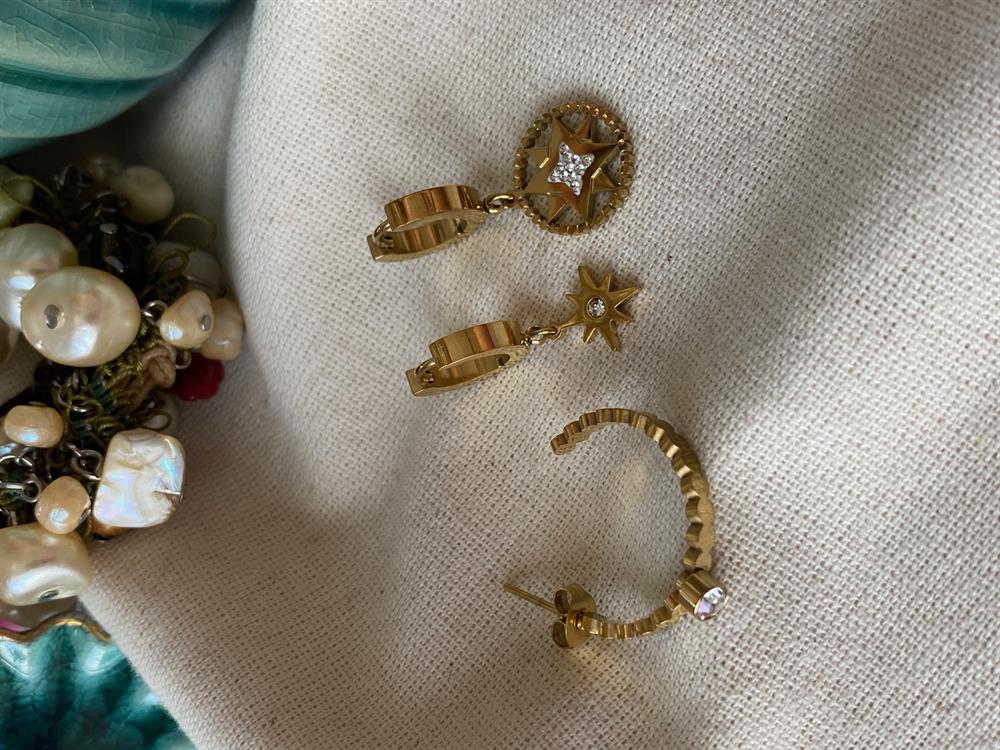 Çelik Üçlü Kutup Yıldızı Küpe