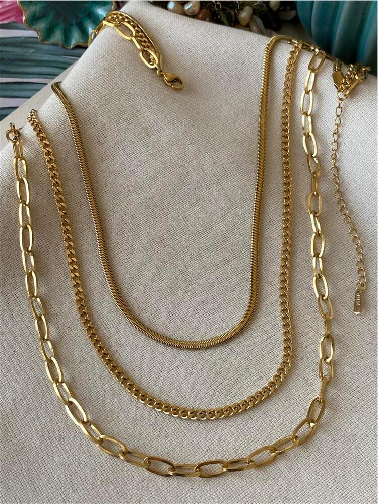 Çelik Üçlü Model Zincirler Kolye