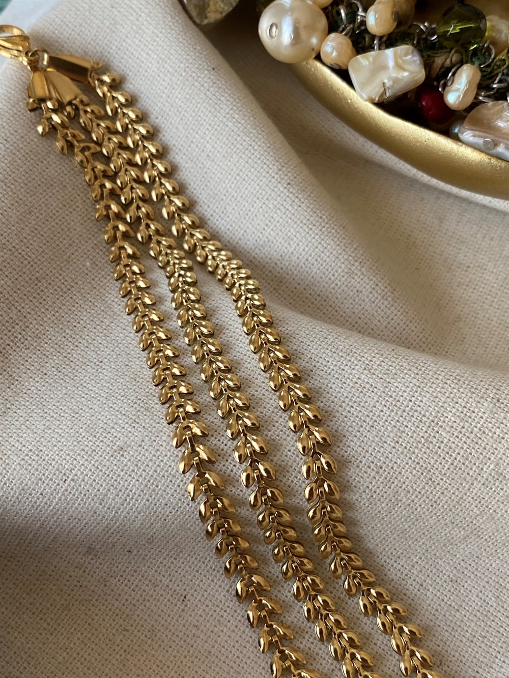 Çelik Üçlü Yaprak Model Bileklik