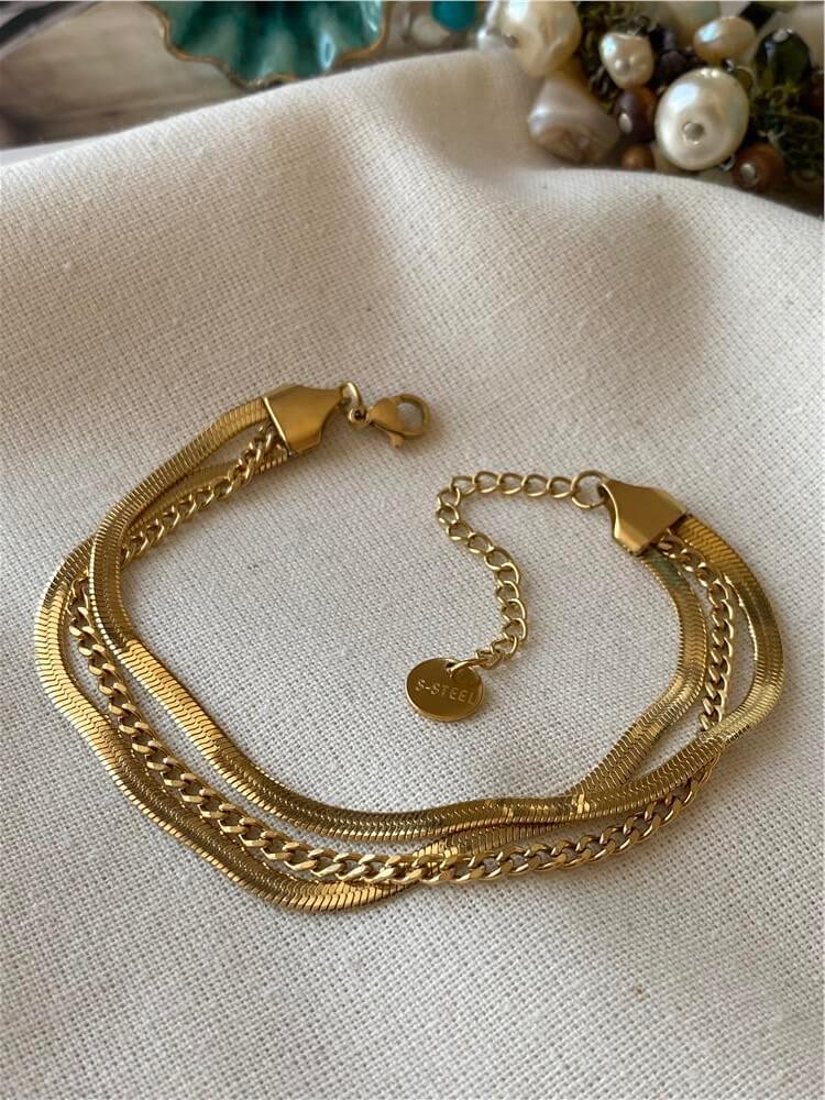 Çelik Üçlü Zincir Bileklik