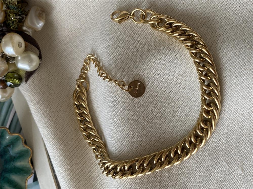 Çelik Vintage Kalın Zincir Bileklik