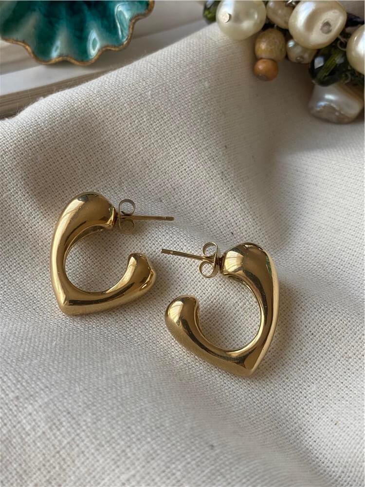 Çelik Vintage Kalp Küpe