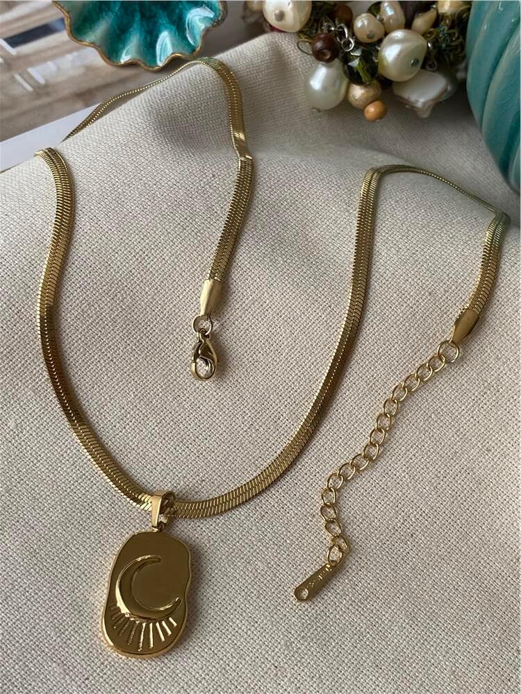 Çelik Vintage Shining Moon Kolye
