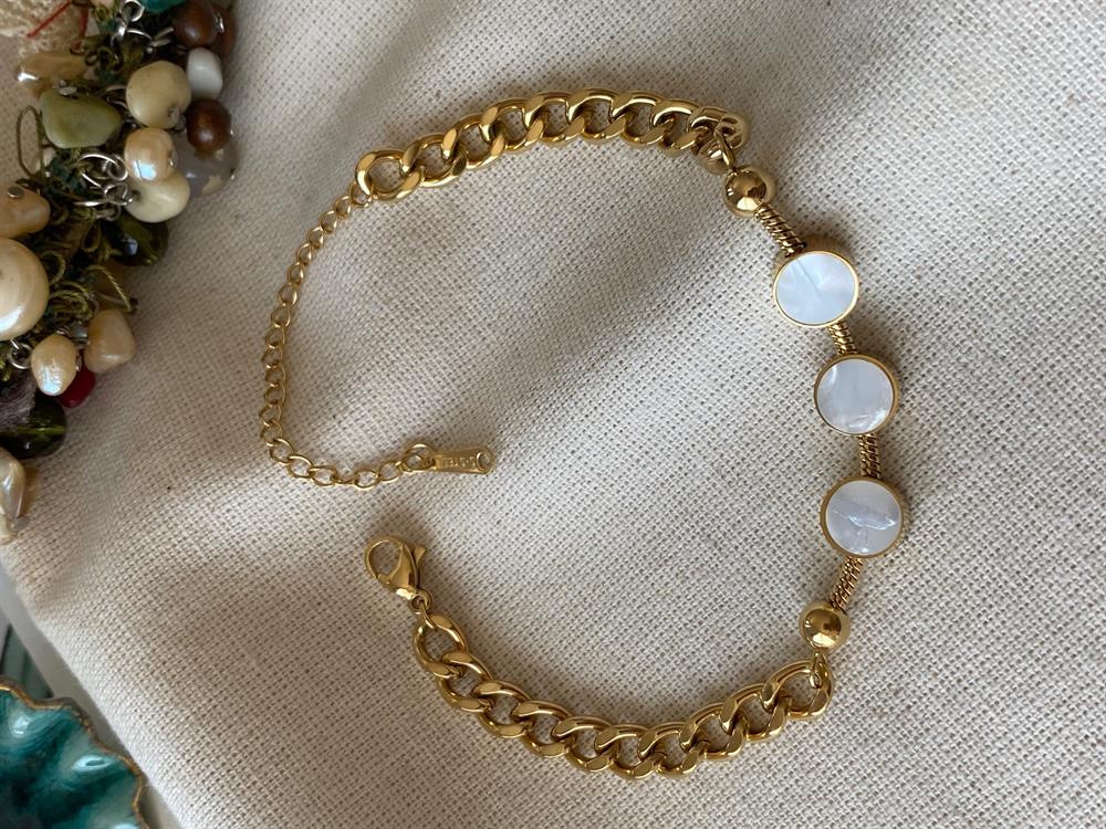 Çelik White Balls Bileklik