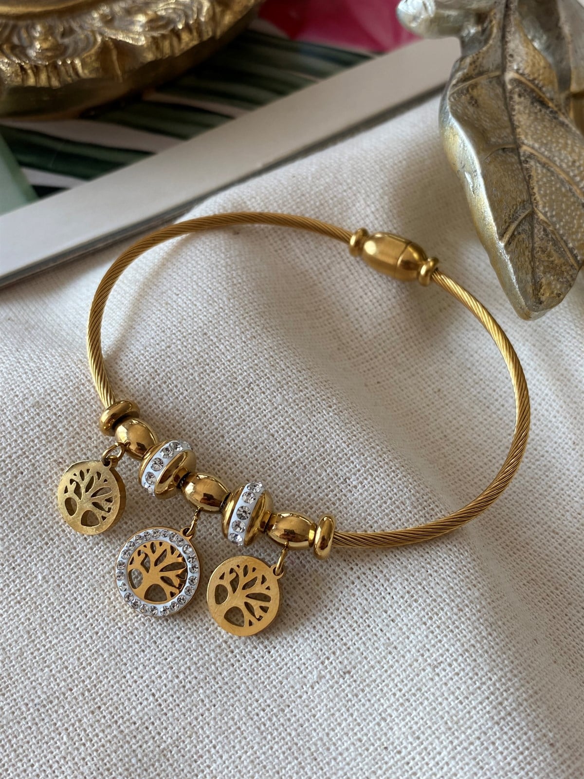 Çelik Yaşam Ağacı Charm Kelepçe