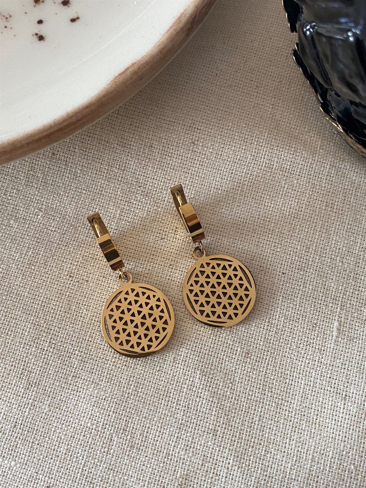 Steel Flower of Life Earrings