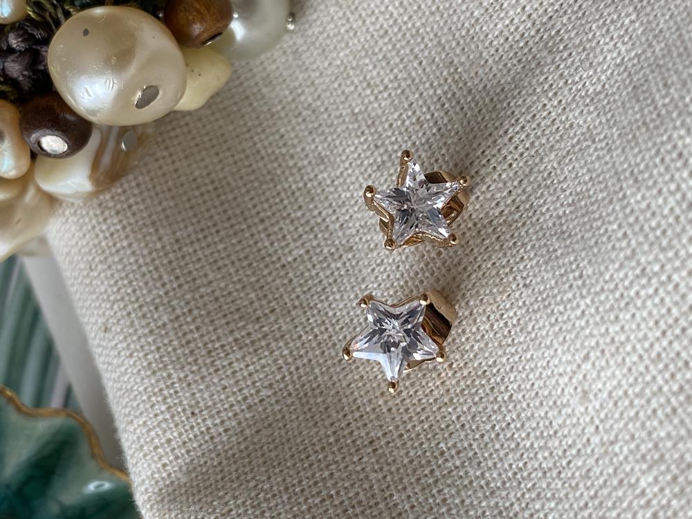 Steel Star Solitaire Earrings