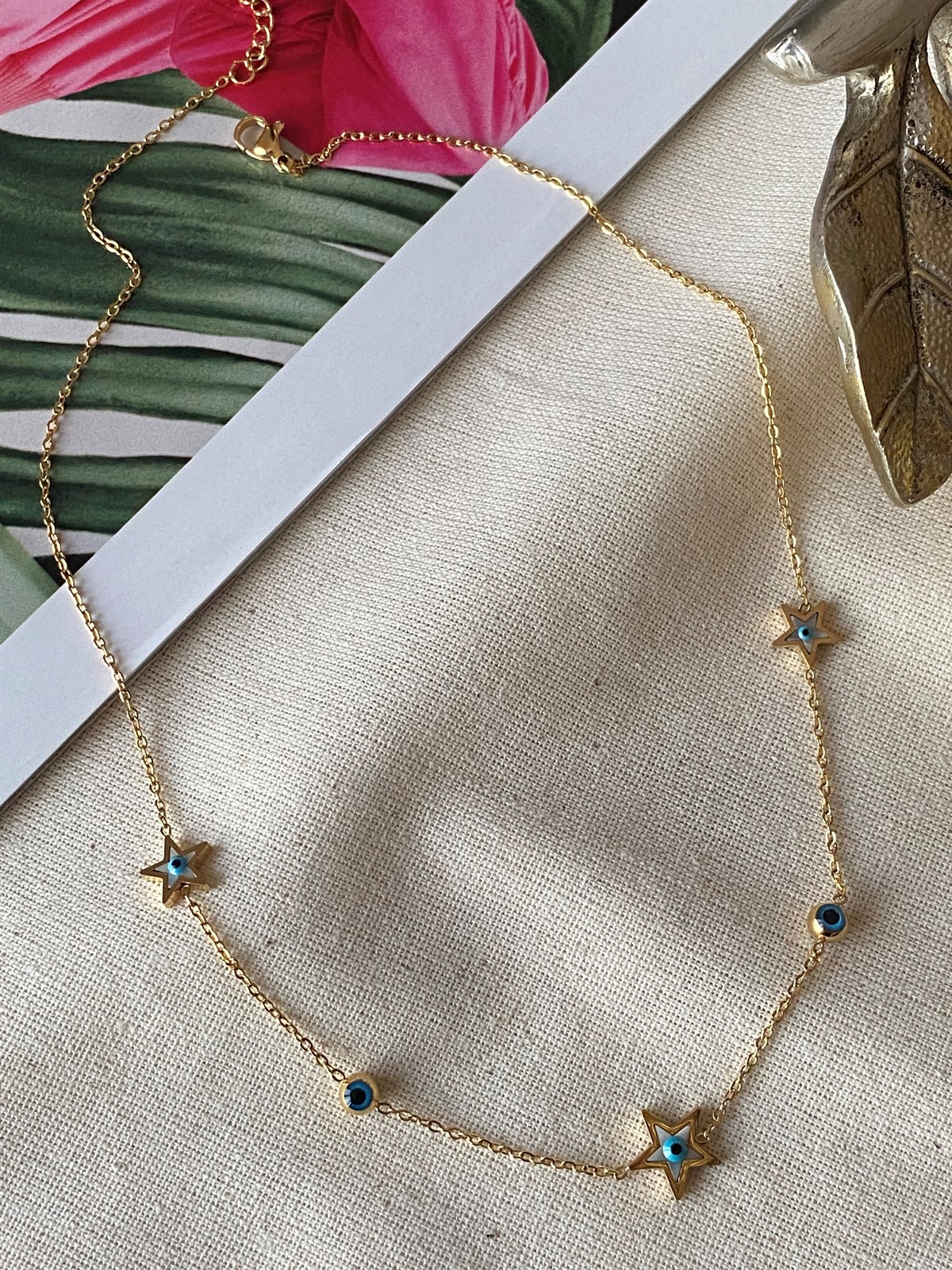 Çelik Yıldızlı Nazar Kolye