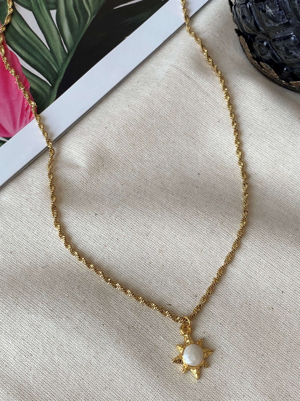Steel Chain Sun Necklace