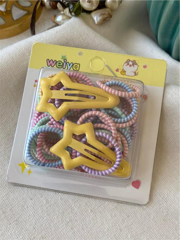 Çıtçıtlı Sarı Yıldız Detaylı Mini Lastik Toka Seti