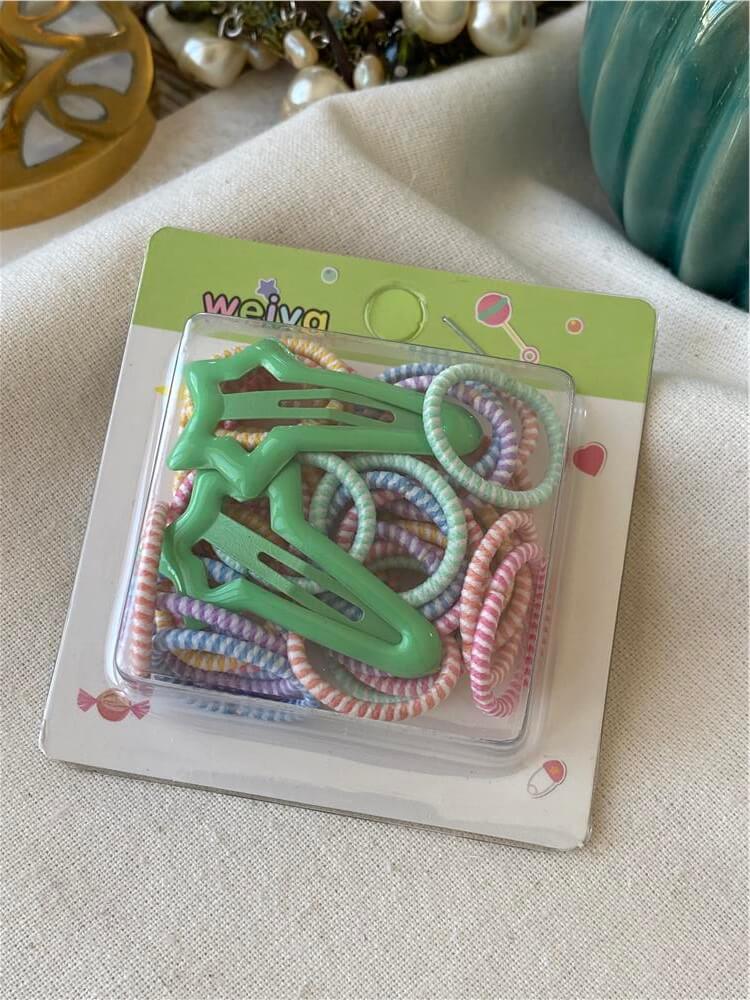 Çıtçıtlı Yeşil Yıldız Detaylı Mini Lastik Toka Seti