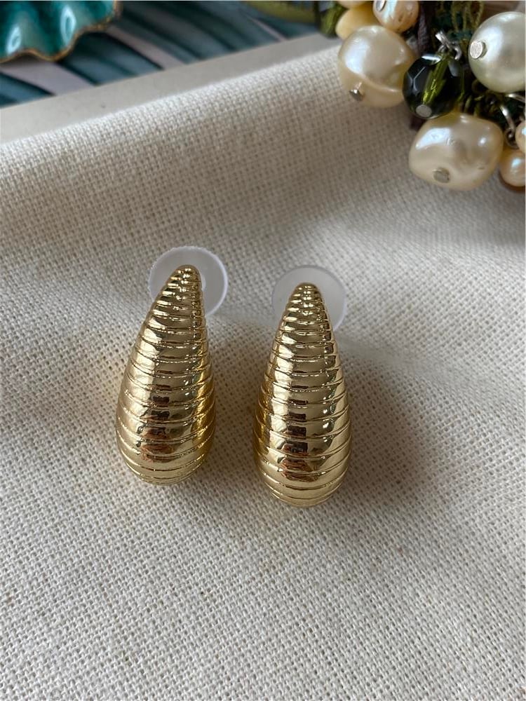 Çizgili Gold Bubble Küpe