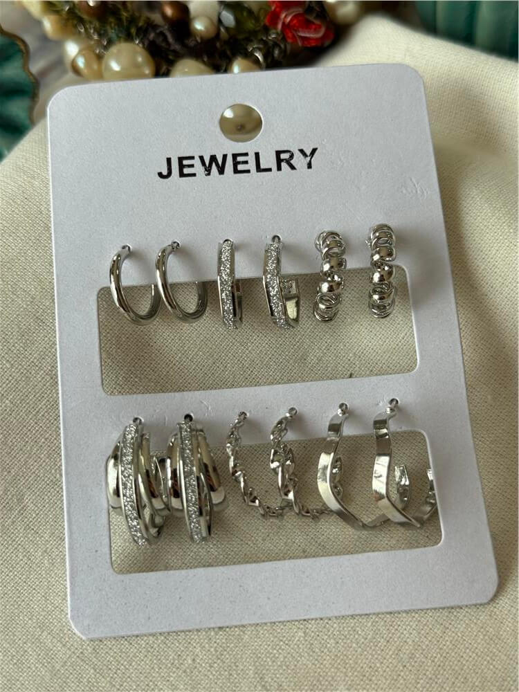 Çoklu Burgu Model Silver Küpe Seti