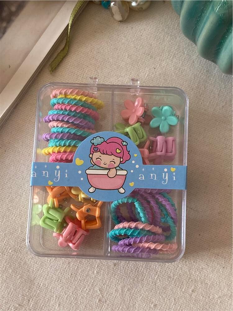 Çoklu Çiçek Detaylı Burgu Lastik Toka Seti