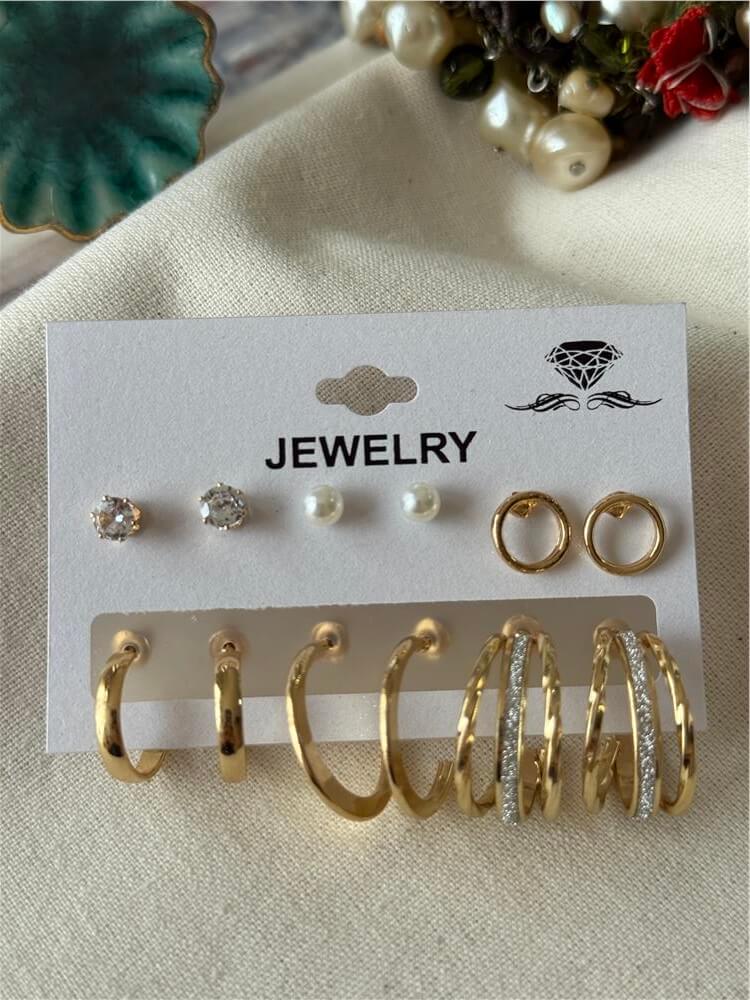 Çoklu Gold Halka Model Küpe Seti