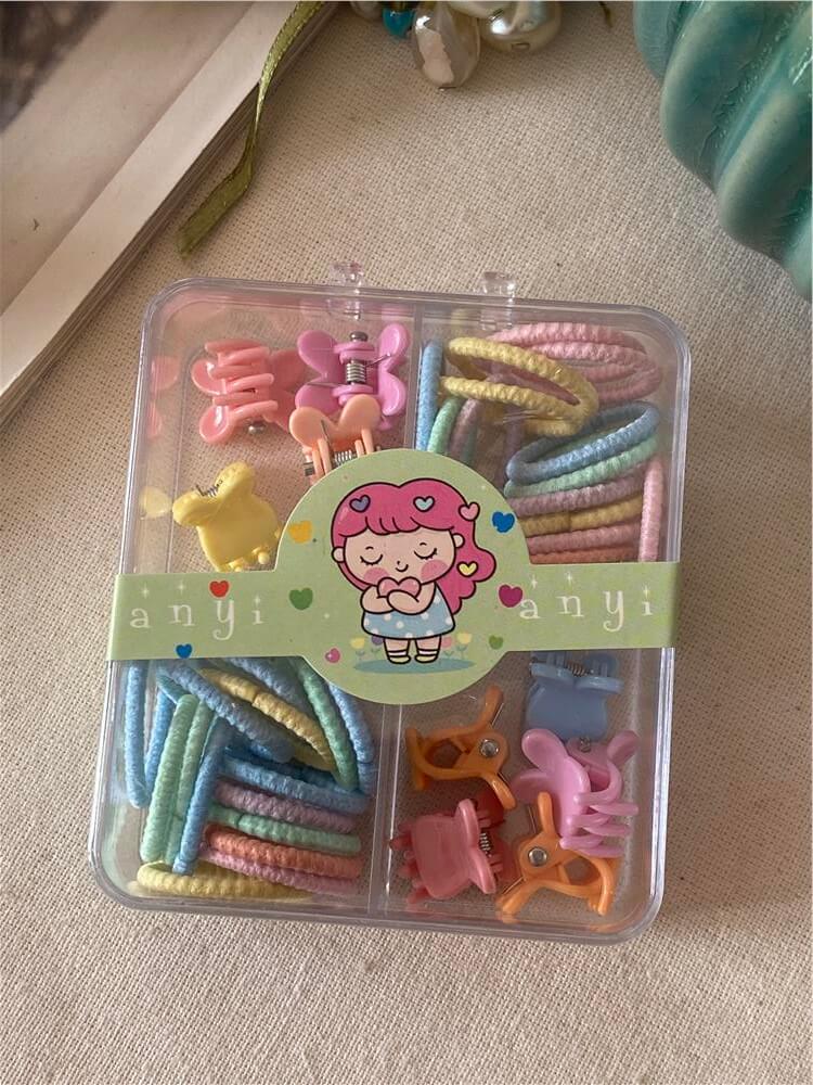 Çoklu Mini Tavşan Detaylı Burgu Lastik Toka Seti