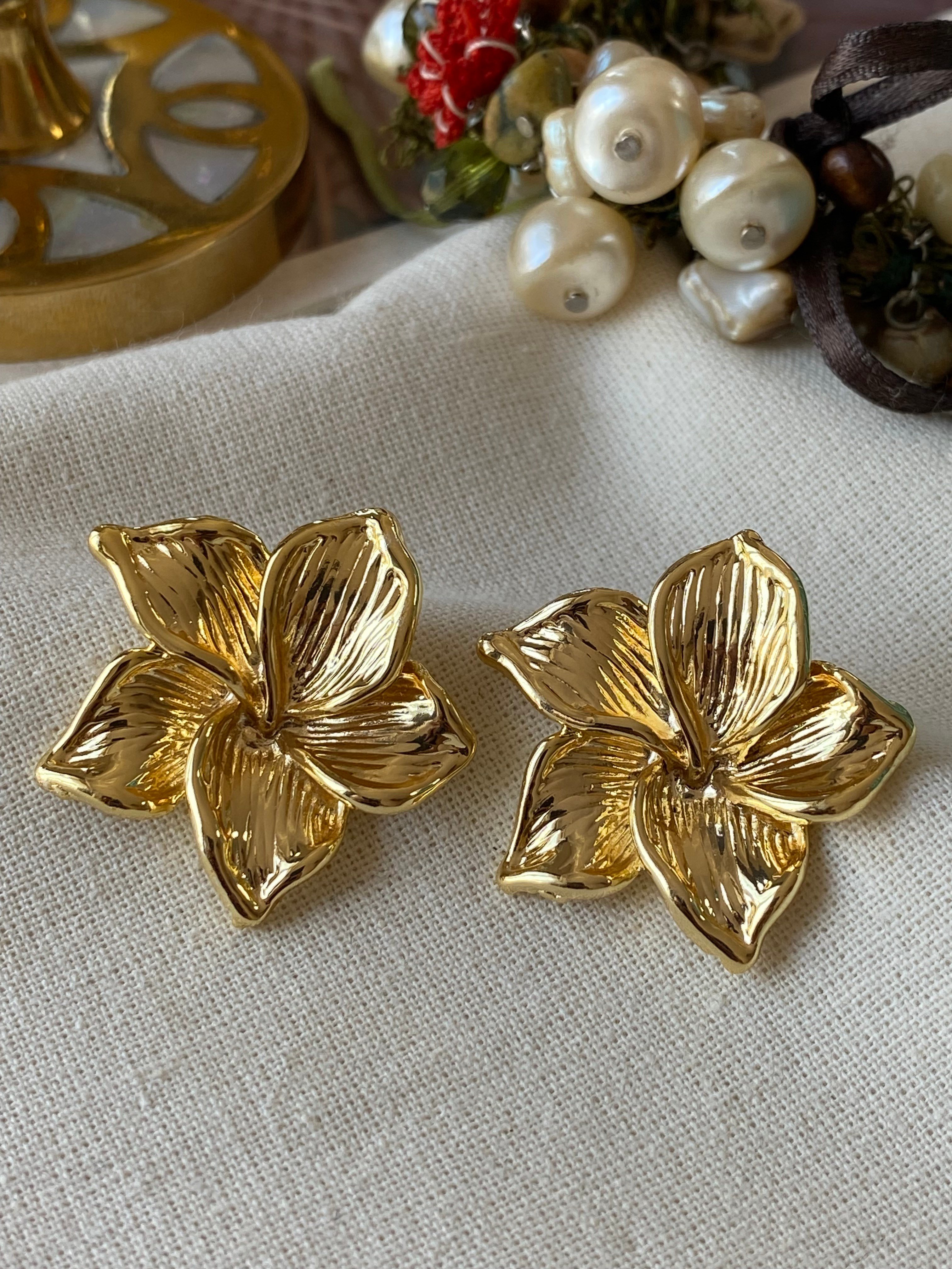 Gold Fleur Küpe