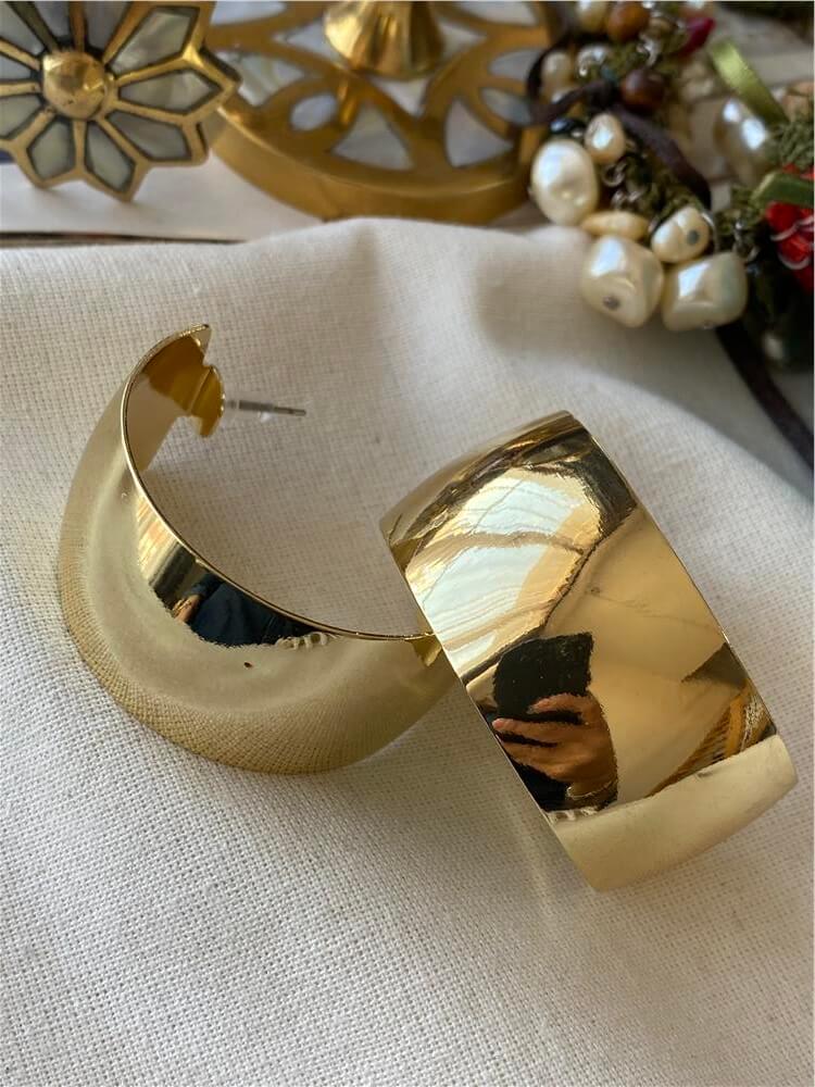 Gold Geniş Halka Küpe