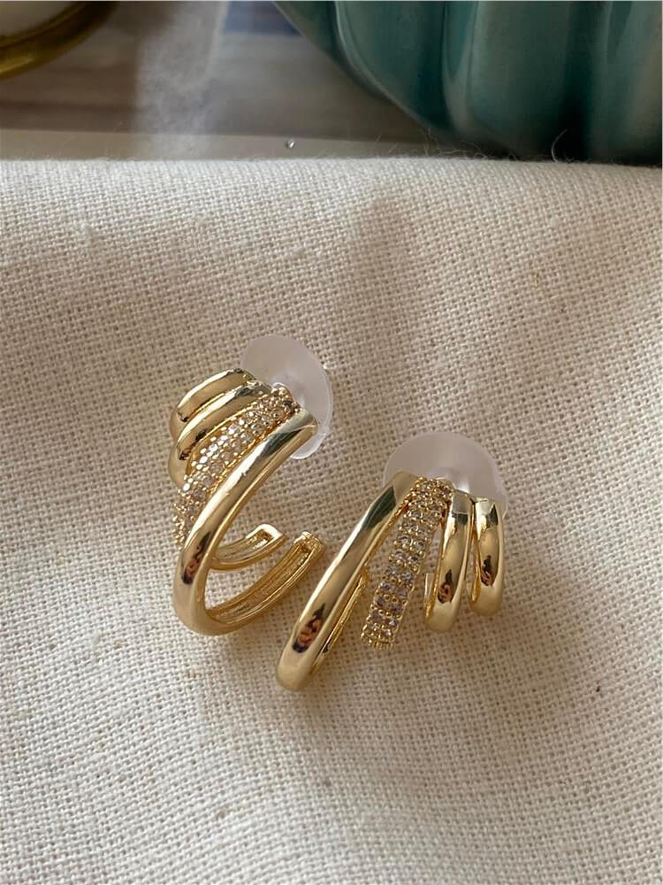 Gold Kaburga Tasarım Küpe